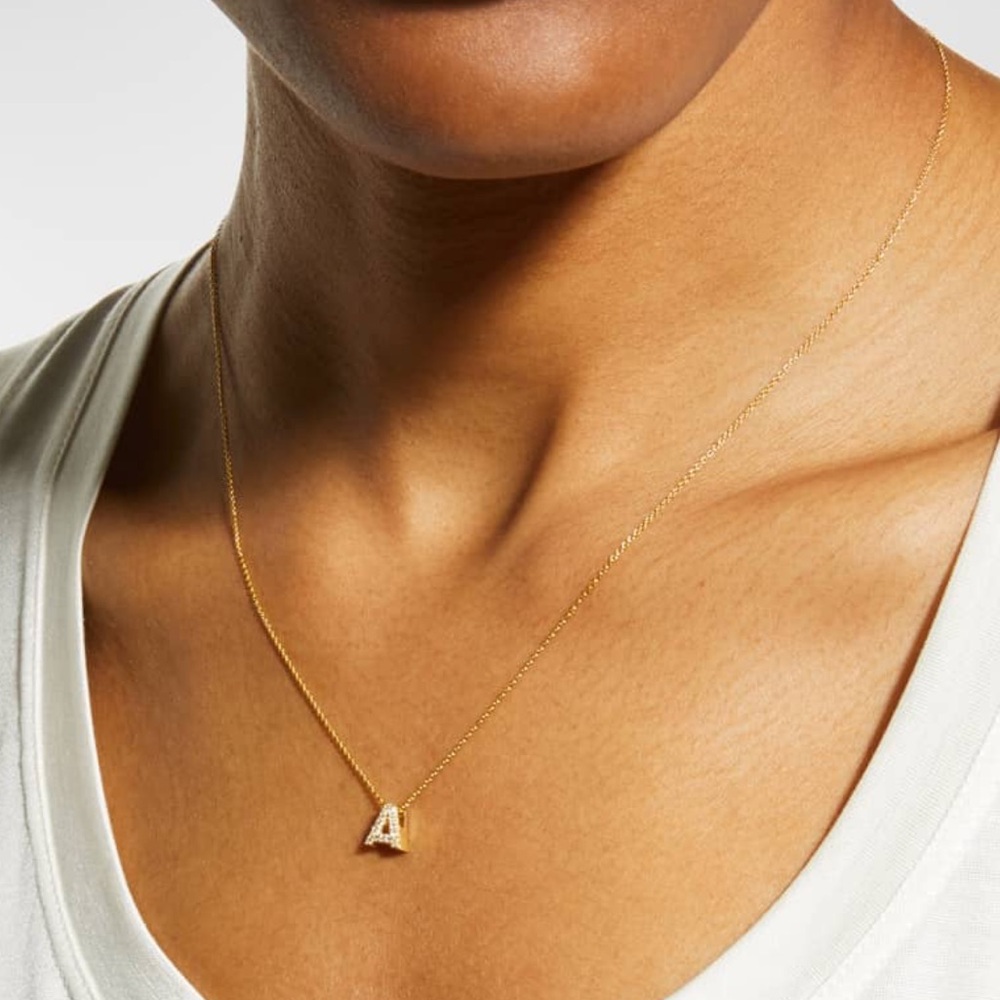 Roberto Coin “A” Love Letter Necklace - 18karat gold with diamonds